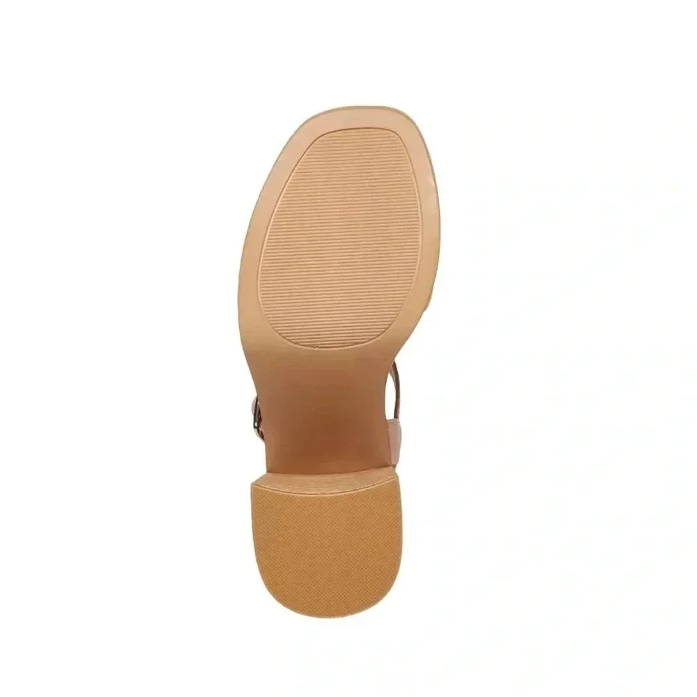 MADDEN GIRL Chunky Nude Paris Stacked Wooden Platform Sandals Various Sizes - Picture 5 of 5
